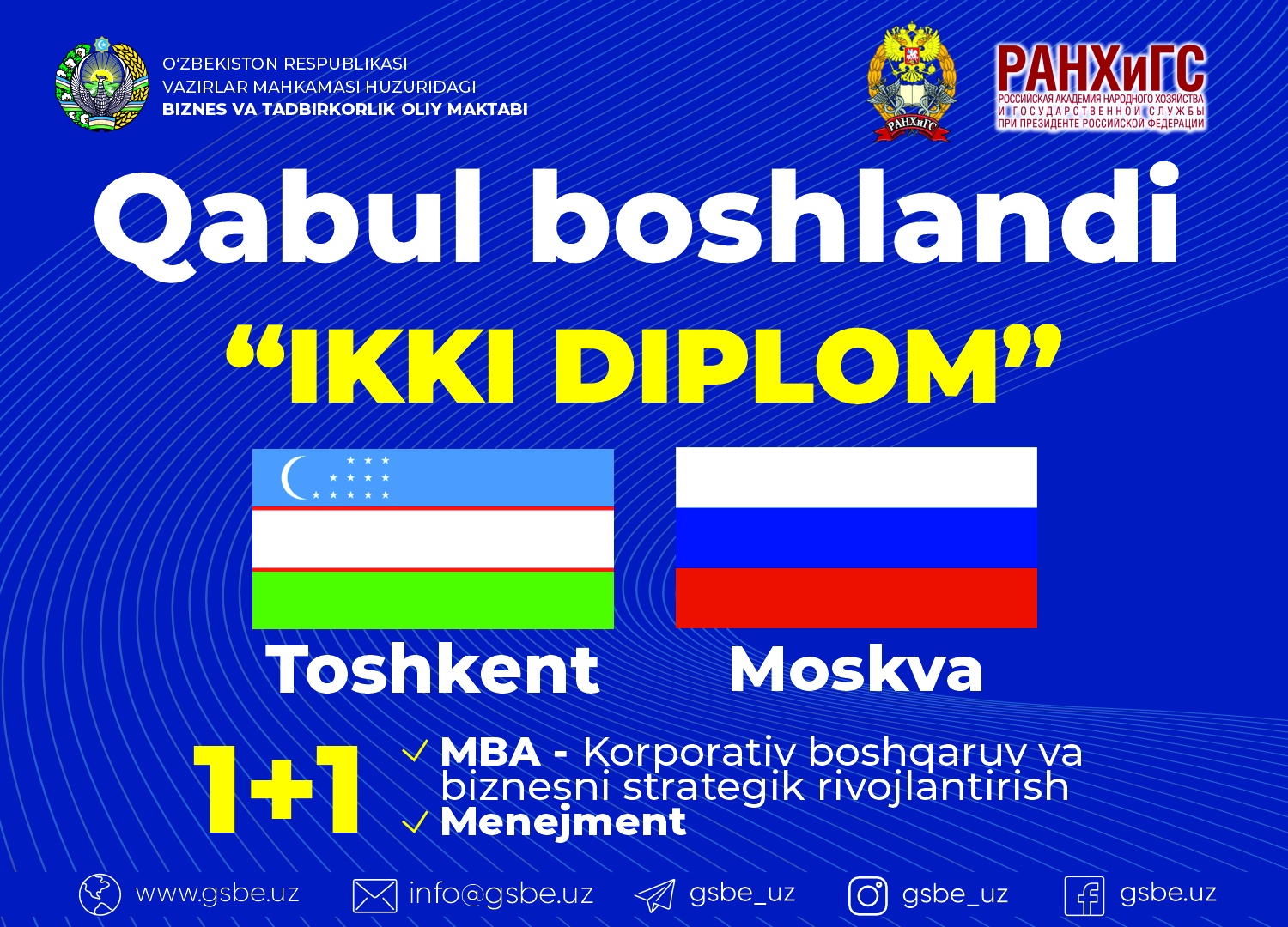 OLIY BIZNES MAKTABI VA RANXiGS QO‘SHMA TA’LIM DASTURI