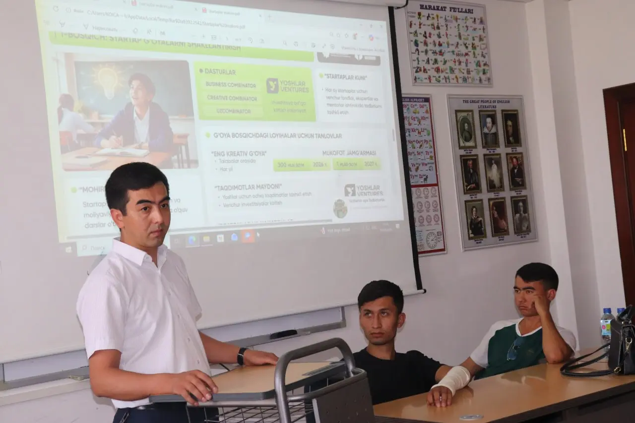 Samarqand viloyatida “Startap asoslari” o‘quv kursi doirasida seminar-trening bo‘lib o‘tdi