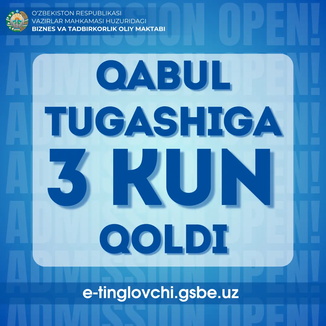 Magistratura qabul jarayonlari yakunlanishiga 3 kun qoldi